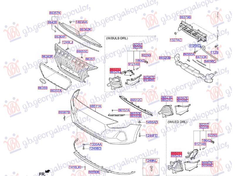 RESETKA PREDNJEG BRANIKA (LED DNEVNO SVETLO I MAGLENKA) (ORIGINALNI) HYUNDAI i30 FASTBACK 2017-2020 (PDE/PDEN)
