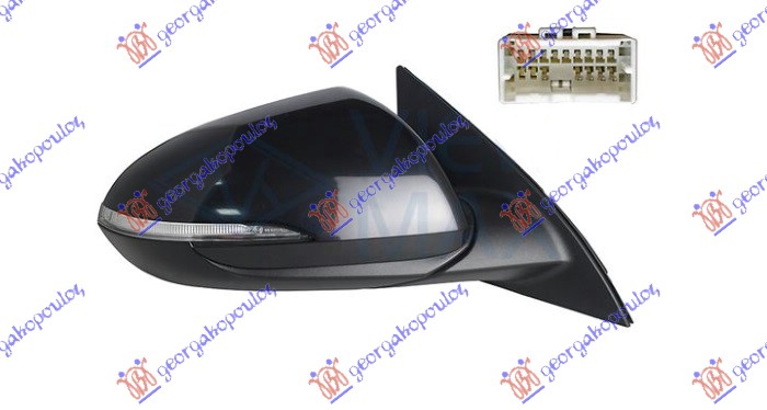 RETROVIZOR ELEKTRICNI SA GREJACEM PM (6 PIN) (A KVALITET) (KONVEKSNO STAKLO) HYUNDAI i30 FASTBACK 2020- (PDE/PDEN)
