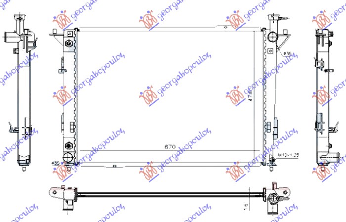 HLADNJAK MOTORA 2.4-3.3-3.5 BENZIN (AUTO) (670x475x16) HYUNDAI SANTA FE 2009-2012 (CM)