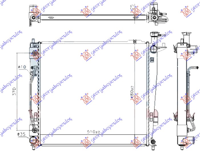 HLADNJAK MOTORA 2.0/2.2 CRDi DIZEL (AUTO) (510x480x26) (HALLA TIP) HYUNDAI SANTA FE 2009-2012 (CM)