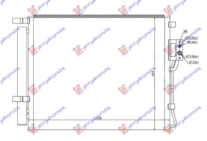HLADNJAK KLIME 2.0/2.2 CRDi DIZEL (495x425x16) 2010- HYUNDAI SANTA FE 2009-2012 (CM)