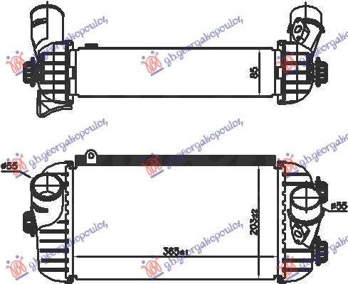HLADNJAK INTERKULERA 2.0/2.2 BENZIN (365x203x85) (NISSENS) HYUNDAI SANTA FE 2012-2016 (DM/DMA)