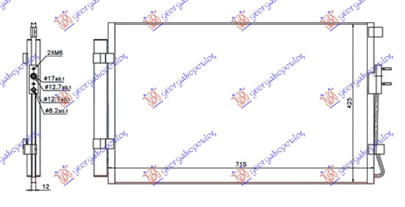 HLADNJAK KLIME 2.4 16V GDI 3.3i BENZIN (680x430x12) (HALLA TIP) (KOYO) HYUNDAI SANTA FE 2012-2016 (DM/DMA)