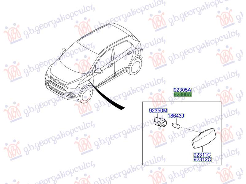 MIGAVAC U KRILU (ORIGINALNI) HYUNDAI i10 II 2013-2016 (BA/IA)