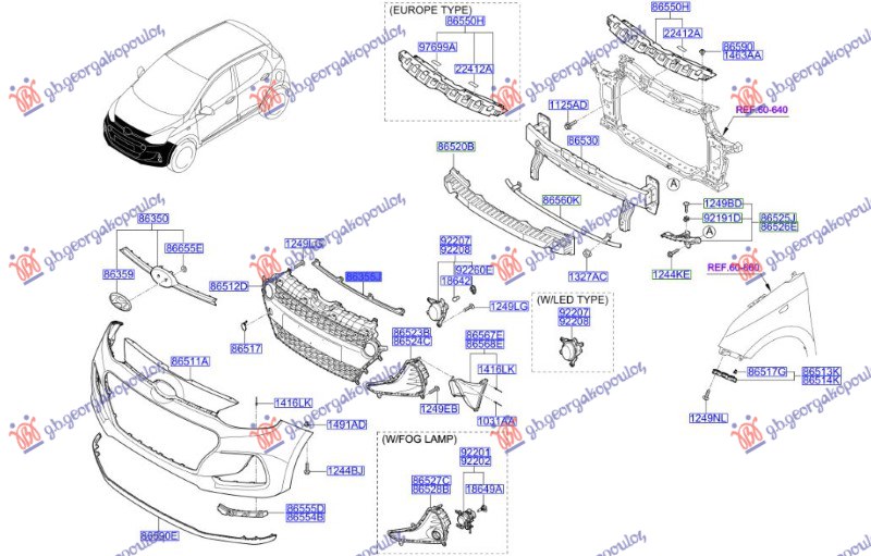 SINA PREDNJEG BRANIKA GORNJA (ORIGINALNI) HYUNDAI i10 II 2016-2019 (BA/IA)