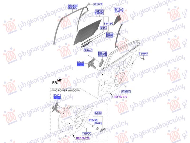 PODIZAC ZADNJEG PROZORA MEHANICKI (ORIGINALNI) HYUNDAI i10 III 2023- (AC3/AI3)