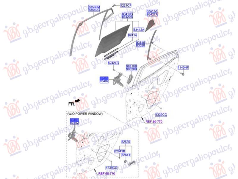 PODIZAC ZADNJEG PROZORA MEHANICKI (ORIGINALNI) HYUNDAI i10 III 2023- (AC3/AI3)