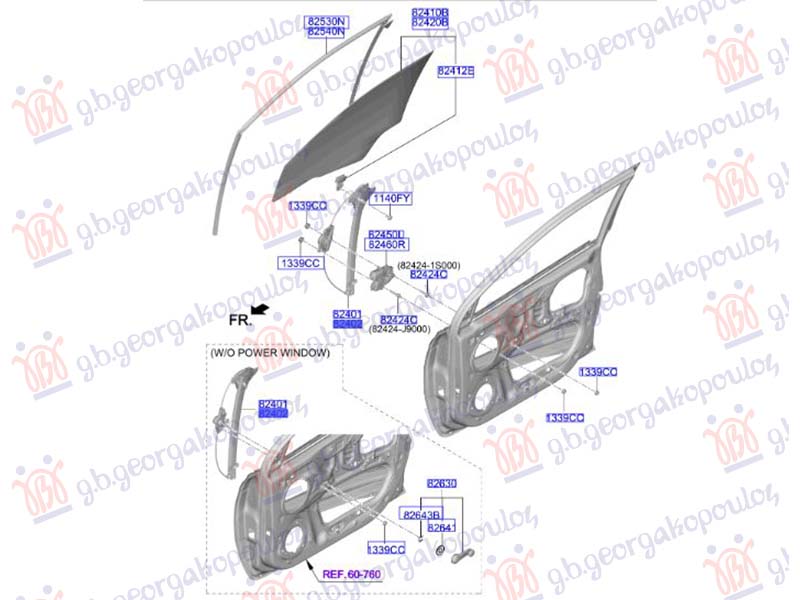 PODIZAC PREDNJEG PROZORA MEHANICKI (ORIGINALNI) HYUNDAI i10 III 2023- (AC3/AI3)