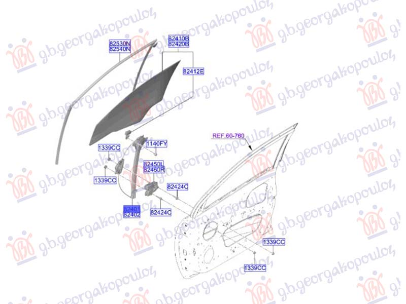 PODIZAC PREDNJEG PROZORA MEHANICKI (ORIGINALNI) HYUNDAI i10 III 2023- (AC3/AI3)