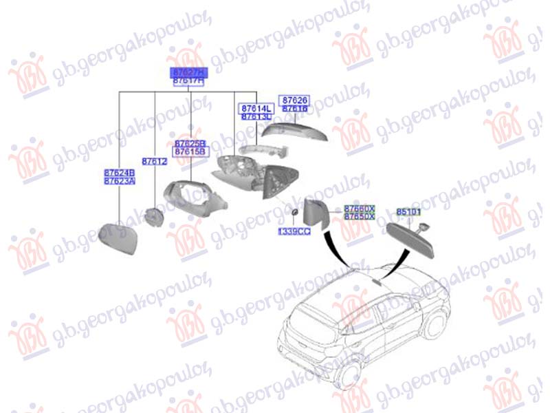 RETROVIZOR ELEKTRICNI SA GREJACEM (ORIGINALNI) HYUNDAI i10 III 2023- (AC3/AI3)