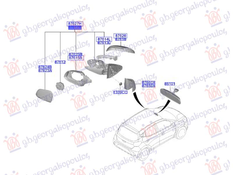 RETROVIZOR ELEKTRICNI SA GREJACEM (ORIGINALNI) HYUNDAI i10 III 2023- (AC3/AI3)