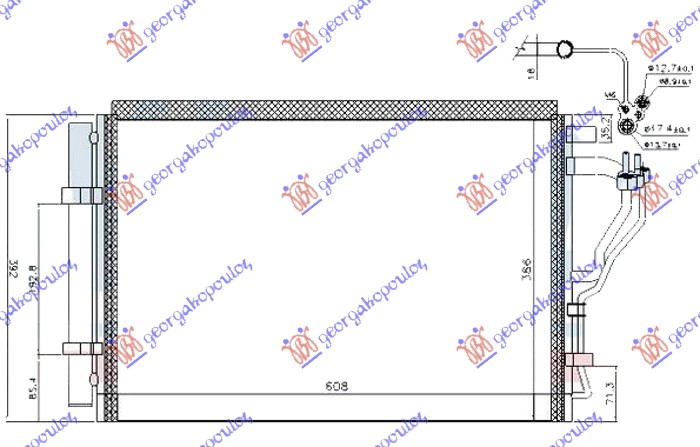 HLADNJAK KLIME ZA SVE MODELE BENZIN (570x375x16) HYUNDAI ELANTRA 2013-2015 (MD/UD)