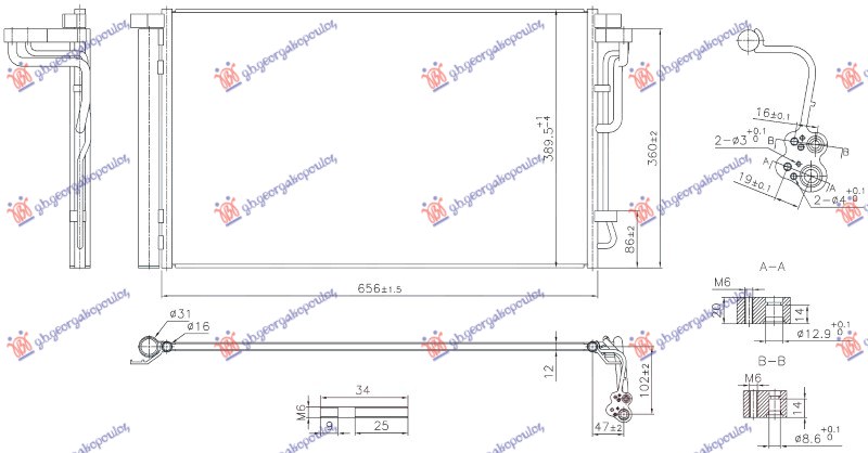 HLADNJAK KLIME 1.6 (126PS)/2.0 (150PS) BENZIN HYUNDAI ELANTRA 2015-2019 (AD/ADA)