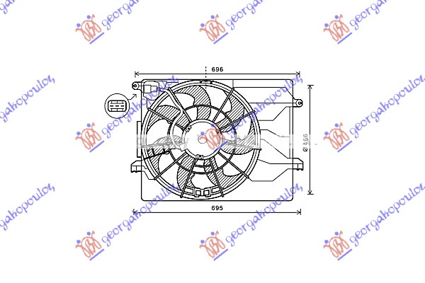 VENTILATOR KOMPLET (1.6/2.0 BENZIN) (465mm) (3 PIN) HYUNDAI i40 2011- (VF)