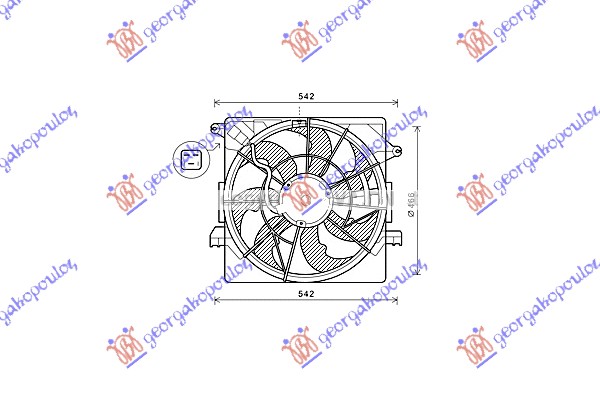 VENTILATOR KOMPLET (1.7 CRDi DIZEL) (465mm) (3 PIN) HYUNDAI i40 2011- (VF)