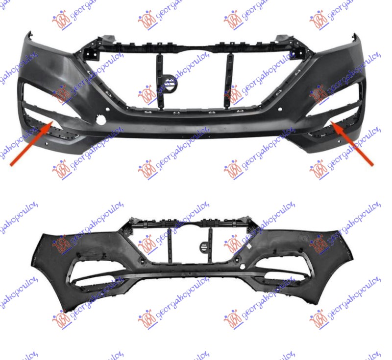 PREDNJI BRANIK GORNJI PM (LED DNEVNA SVETLA) (PDC SENZORI) (SA/BEZ PRSKALICE) (A KVALITET) HYUNDAI TUCSON II 2015-2018 (TL/TLE)