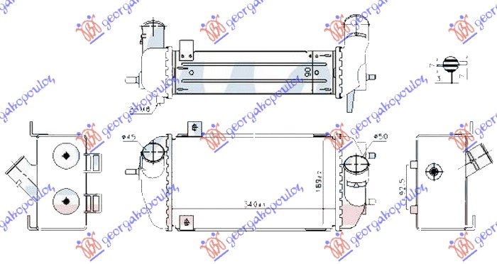 HLADNJAK INTERKULERA 1.6 GDi TURBO BENZIN (340x190x90) HYUNDAI TUCSON II 2015-2018 (TL/TLE)