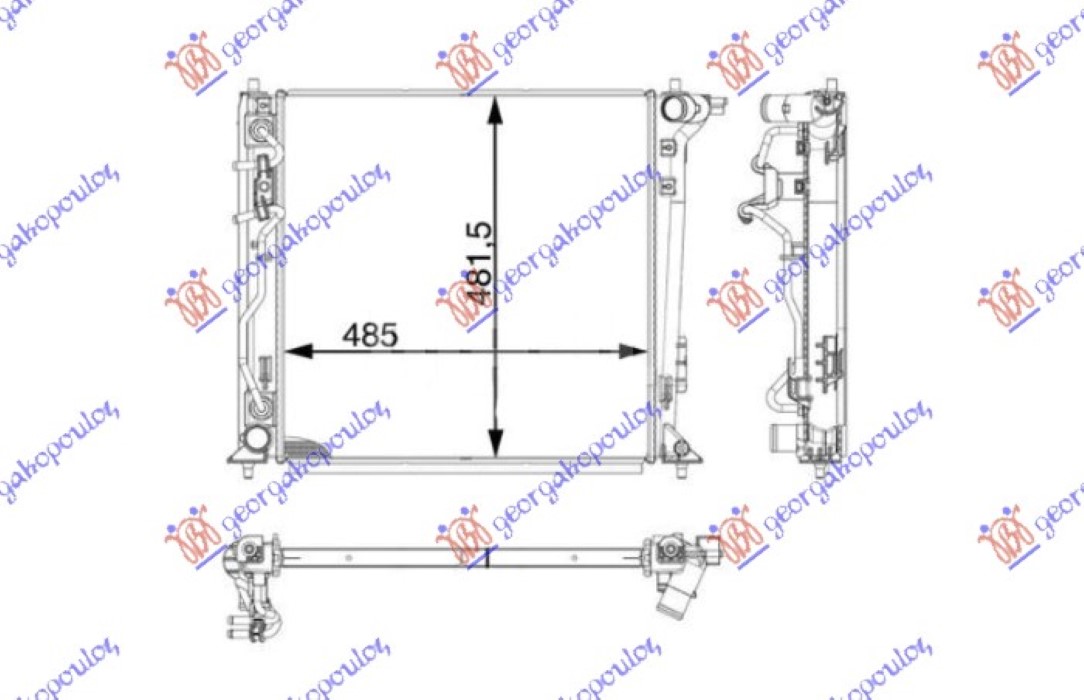 HLADNJAK MOTORA 2.0 CRDi DIZEL (AUTOMATSKI) (485x465x26) (CESKA) (VALEO) HYUNDAI TUCSON II 2015-2018 (TL/TLE)