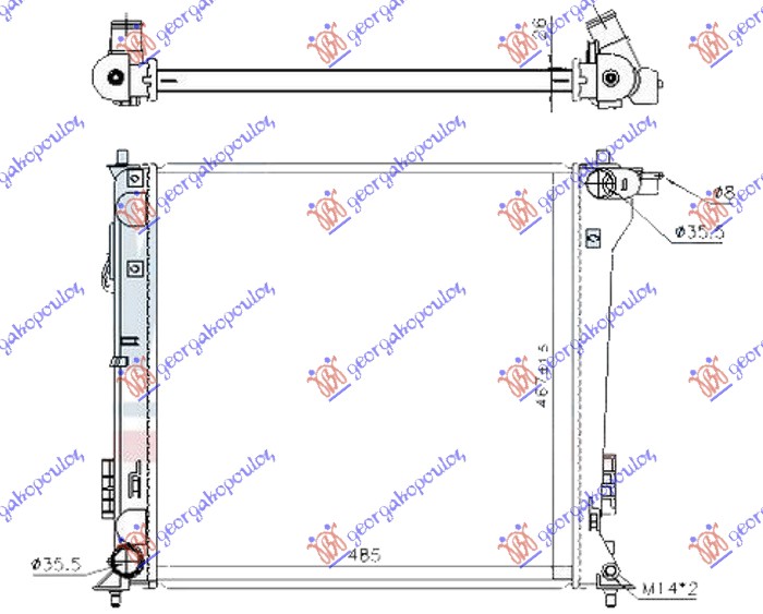 HLADNJAK MOTORA 1.6 GDi TURBO BENZIN (AUTO) (490x470x26) (KOREJA) HYUNDAI TUCSON II 2015-2018 (TL/TLE)