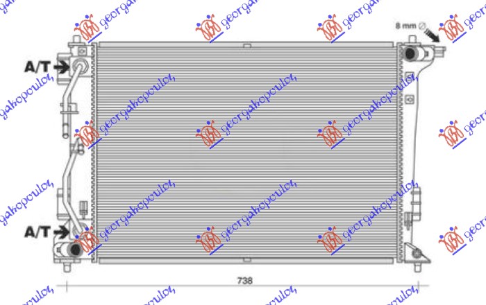 HLADNJAK MOTORA 2.0 CVVT BENZIN (AUTOMATSKI) (640x485) (KOREJA) (KOYO) HYUNDAI TUCSON II 2015-2018 (TL/TLE)