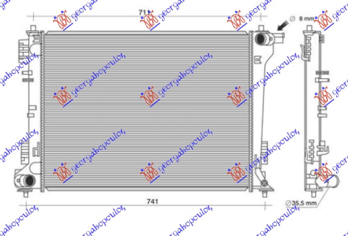 HLADNJAK MOTORA 2.0 CVVT BENZIN (MANUELNI) (640x485) (KOREJA) (KOYO) HYUNDAI TUCSON II 2015-2018 (TL/TLE)