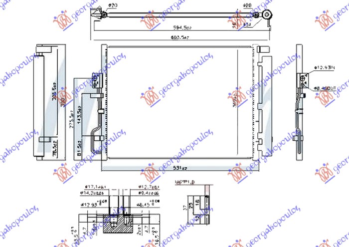 HLADNJAK KLIME 1.6 GDi TURBO BENZIN - 1.7/2.0 CRDi DIZEL (495x385x16) (CESKA) (NISSENS/KOYO) HYUNDAI TUCSON II 2015-2018 (TL/TLE)