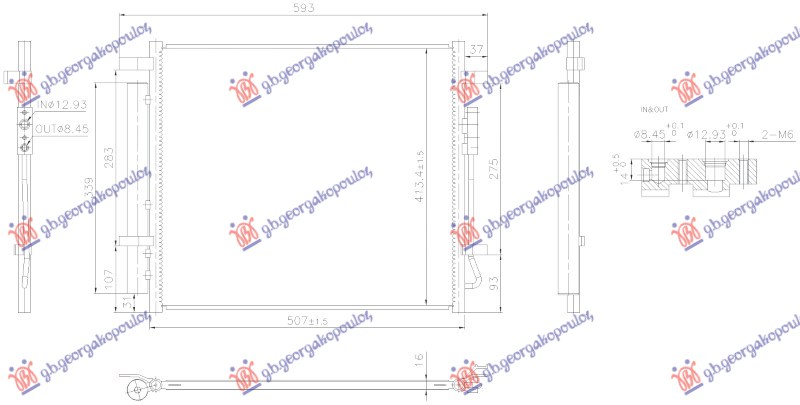 HLADNJAK KLIME 1.6 DIZEL / 1.6 BENZIN/HIBRID (466x413) HYUNDAI TUCSON III 2020-2024 (NX4E/NX4A)