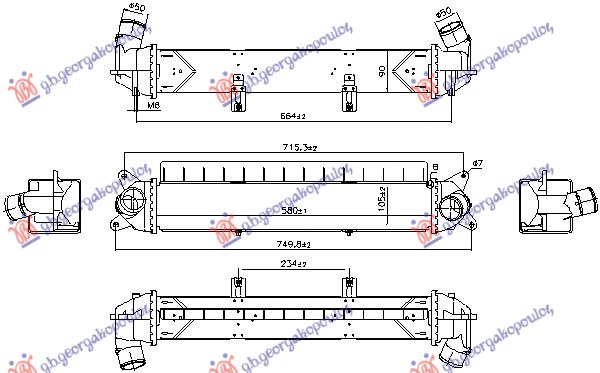 HLADNJAK INTERKULERA 1.0 BENZIN (580x108x90) (NISSENS) HYUNDAI KONA 2017-2020 (0S/0SE/0SI)