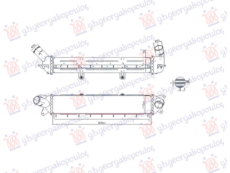 HLADNJAK INTERKULERA BENZIN/HIBRID (600x112) HYUNDAI KONA 2020-2023 (0S/0SE/0SI)