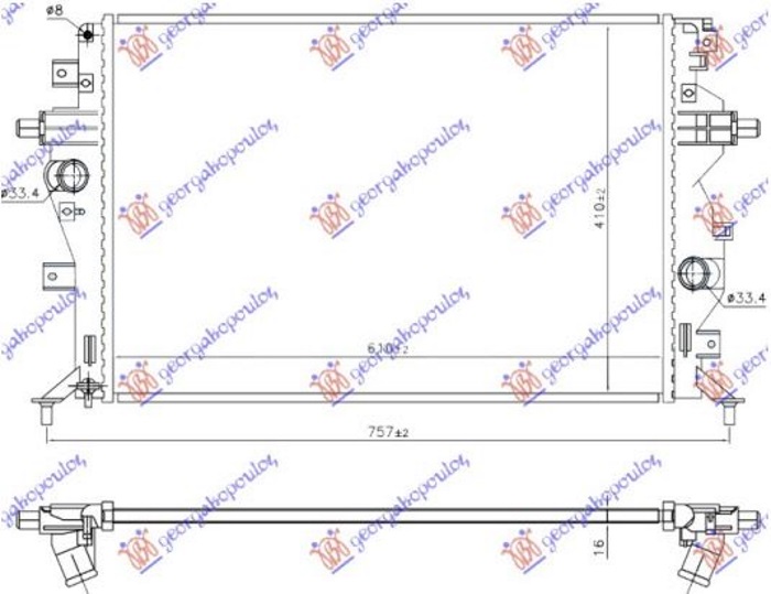 HLADNJAK MOTORA 1.6 BENZIN/HIBRID (610x410x16) (VALEO) KIA PROCEED 2021- (CD)
