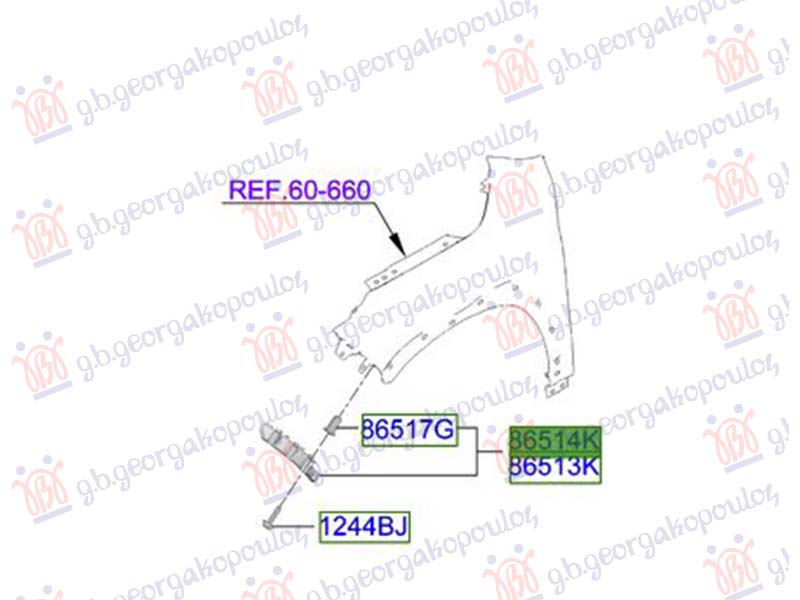 NOSAC PREDNJEG BRANIKA BOCNI PLASTICNI (ORIGINALNI) HYUNDAI INSTER 2024- (AX1)