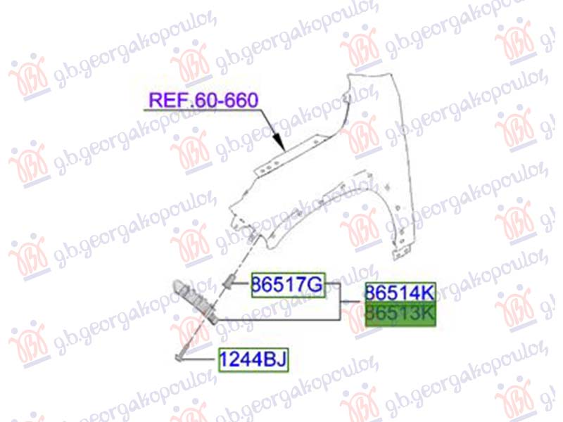 NOSAC PREDNJEG BRANIKA BOCNI PLASTICNI (ORIGINALNI) HYUNDAI INSTER 2024- (AX1)