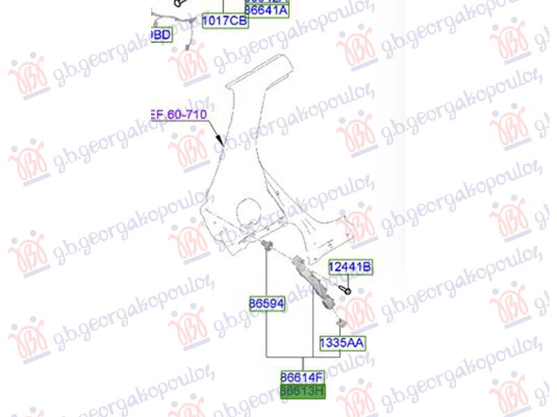 NOSAC ZADNJEG BRANIKA BOCNI PLASTICNI (ORIGINALNI) HYUNDAI INSTER 2024- (AX1)