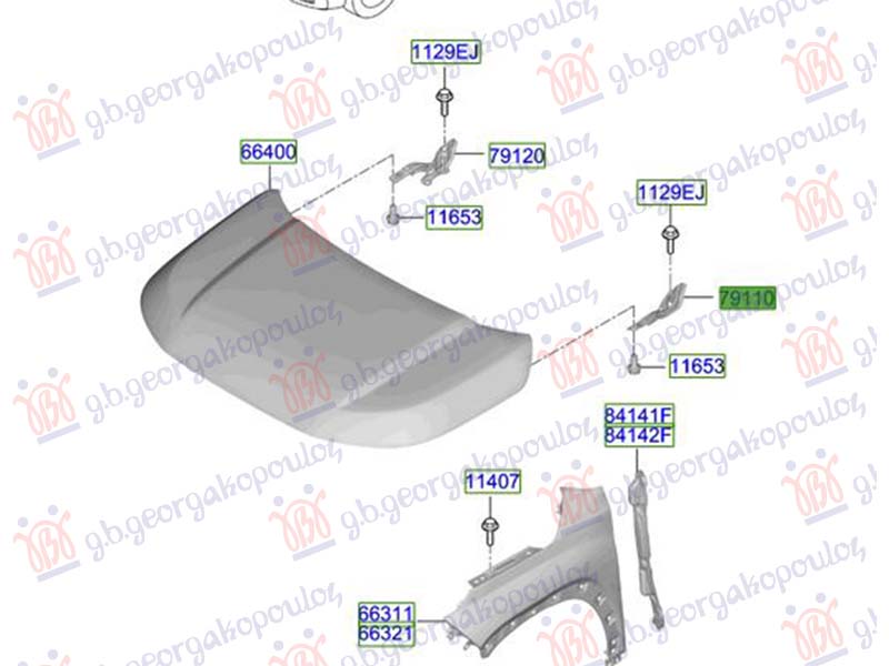 MAKAZE HAUBE (ORIGINALNI) HYUNDAI INSTER 2024- (AX1)