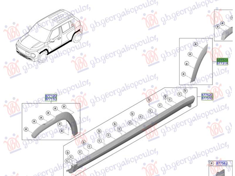 RUB PLASTICNI ZADNJIH VRATA (ORIGINALNI) HYUNDAI INSTER 2024- (AX1)