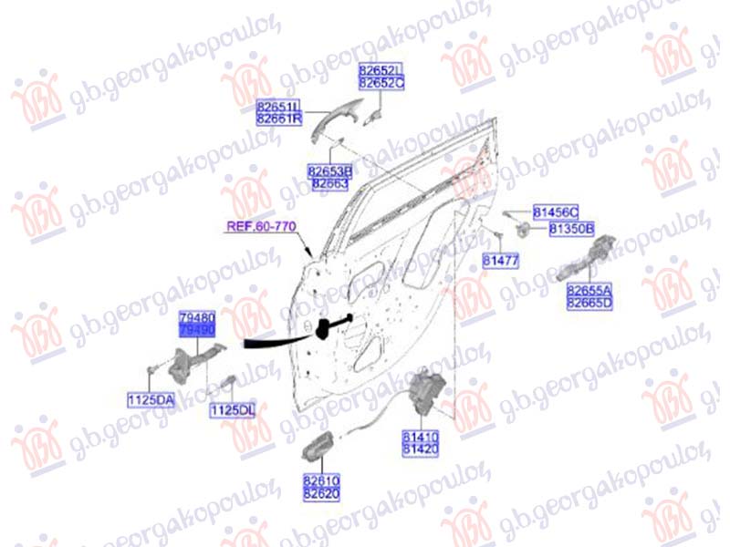 GRANICNIK ZADNJIH VRATA (ORIGINALNI) HYUNDAI BAYON 2021-2024 (BC3)