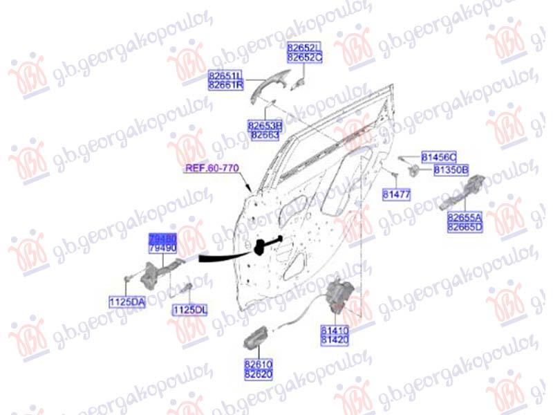 GRANICNIK ZADNJIH VRATA (ORIGINALNI) HYUNDAI BAYON 2021-2024 (BC3)