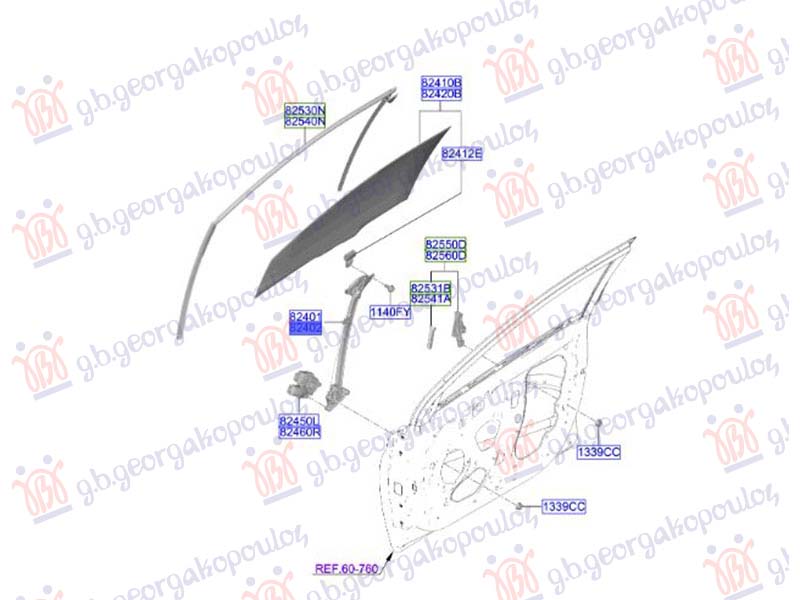 PODIZAC PREDNJEG PROZORA ELEKTRCINI (BEZ MOTORA) (ORIGINALNI) HYUNDAI BAYON 2021-2024 (BC3)