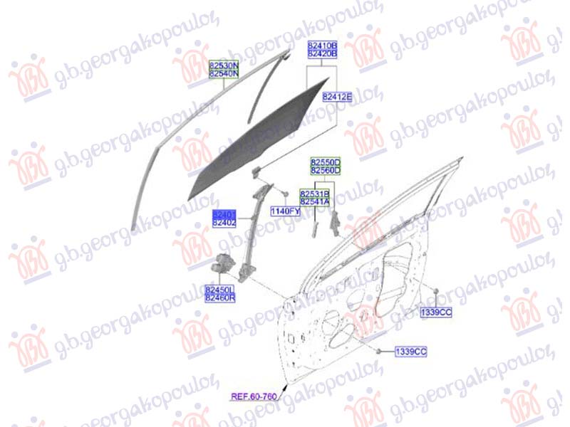 PODIZAC PREDNJEG PROZORA ELEKTRCINI (BEZ MOTORA) (ORIGINALNI) HYUNDAI BAYON 2021-2024 (BC3)