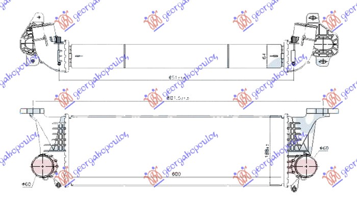 HLADNJAK INTERKULERA 2.3-3.0 DIZEL (600x190x65) IVECO DAILY 2011-2014