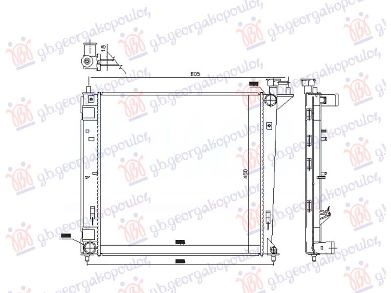 HLADNJAK MOTORA 1.7 CRDi DIZEL (MAN) (480x480x16) (NRF) KIA CARENS 2013- (UN)