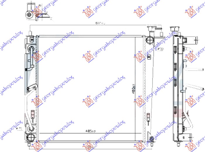 HLADNJAK MOTORA 1.7 CRDi DIZEL (AUTO) (480x480x18) (NISSENS) KIA CARENS 2013- (UN)