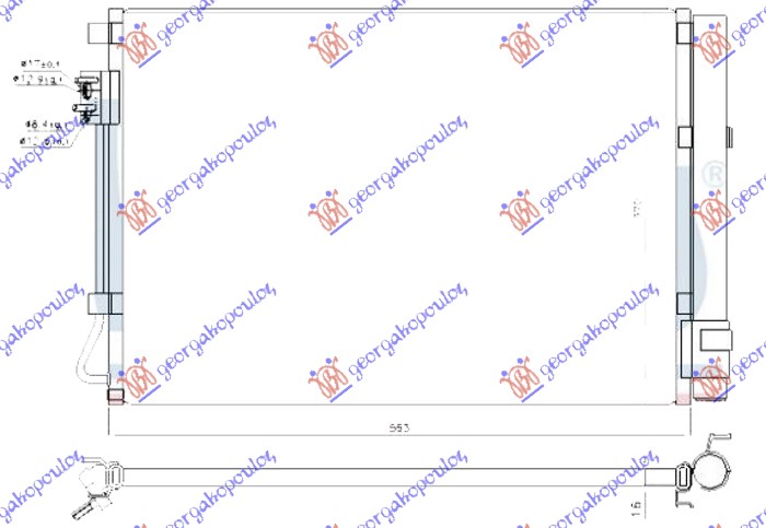 HLADNJAK KLIME ZA SVE MODELE BENZIN (515x370x16) HYUNDAI ACCENT 2014-2018 (EXPORT TYPE)