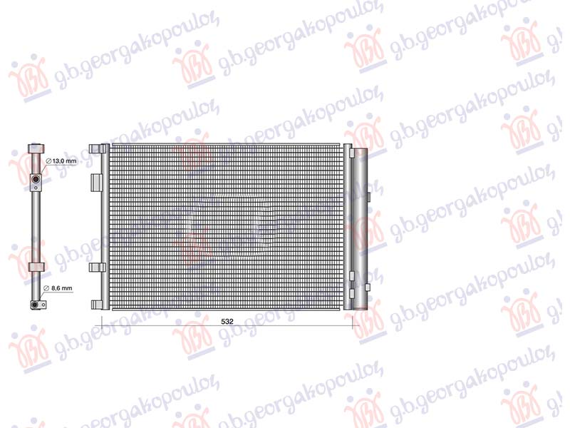 HLADNJAK KLIME 1.0 BENZIN/HIBRID (490x365) KIA RIO H/B 2017-2020 (YB/SC/FB)