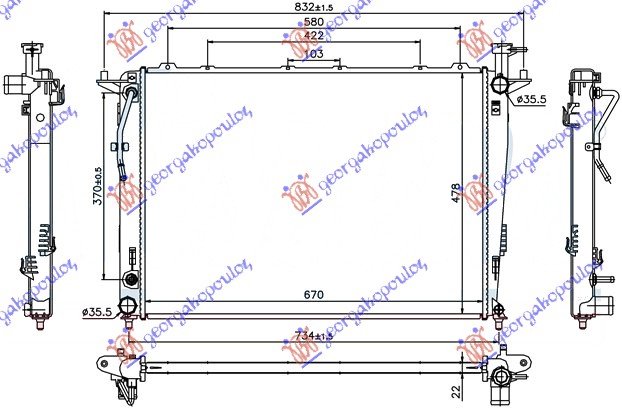 HLADNJAK MOTORA 2.4 BENZIN (MAN/AUTO) (670x480) (NISSENS) KIA SORENTO 2009-2012 (XM)