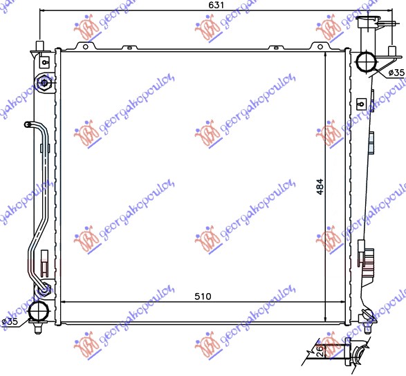 HLADNJAK MOTORA 2.0/2.2 CRDi MAUELNI/AUTO (51x48.3x26) (NISSENS) KIA SORENTO 2009-2012 (XM)