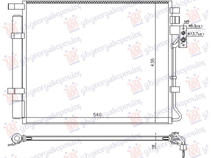 HLADNJAK KLIME 2.0/2.2 BENZIN (540x435) KIA SORENTO 2012-2014 (XM)