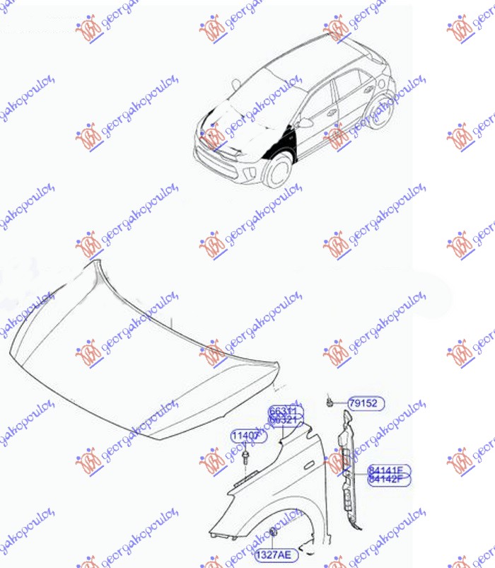 BLATOBRAN (SA OTVOROM ZA MIGAVAC) (ORIGINALNI) KIA STONIC 2017-2025 (YB)