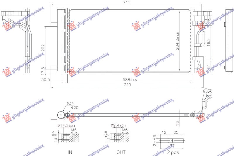 HLADNJAK KLIME 1.6 DIZEL CRDi (588x284) (HALLA TIP) KIA XCEED 2019-2022 (CD)