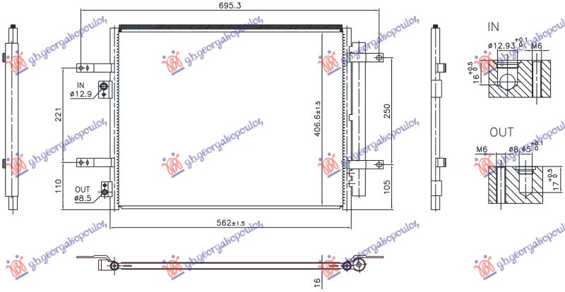 HLADNJAK KLIME 1.6 BENZIN/HIBRID (562x406) KIA XCEED 2019-2022 (CD)